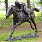 bronze horse and jockey sculpture