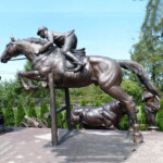 bronze horse and jockey sculpture