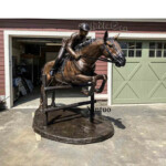 bronze horse and jockey sculpture