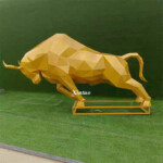 geometric bull sculpture