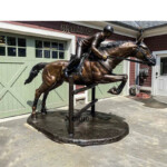 bronze horse and jockey sculpture