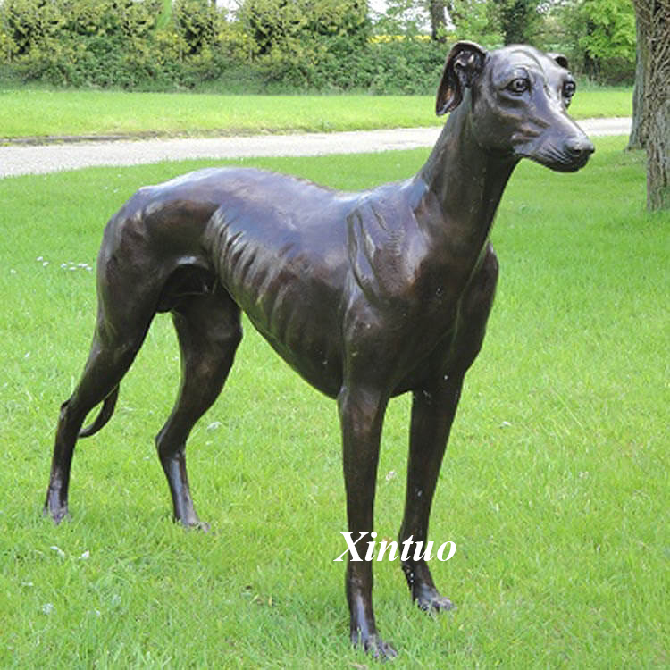 bronze whippet dog sculpture 