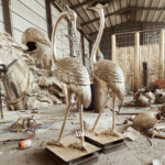 garden crane statues