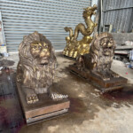 bronze lion statues outdoor