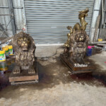 bronze lion statues outdoor