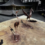 outdoor crane statues