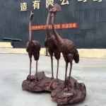Bronze Crane Sculpture