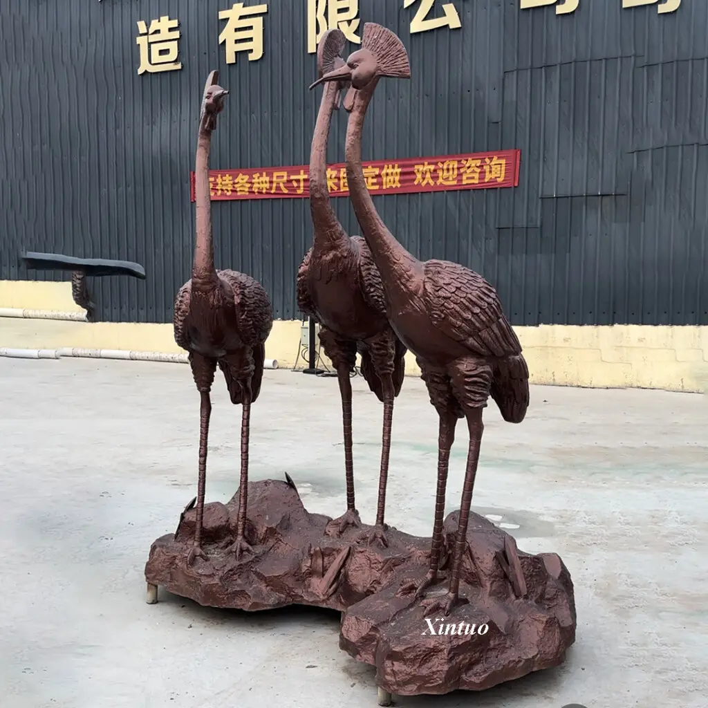 Bronze Crane Sculpture