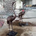 Bronze Cranes Garden Statues