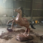 Rearing Bronze Horse Statue