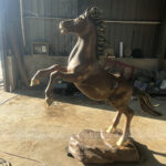 Rearing Bronze Horse Statue