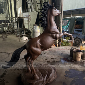 Rearing Bronze Horse Statue