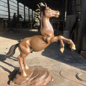 Rearing Bronze Horse Statue