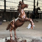 Rearing Bronze Horse Statue