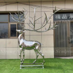 Modern Stainless Steel Deer Sculpture