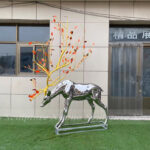 Modern Stainless Steel Deer Sculpture