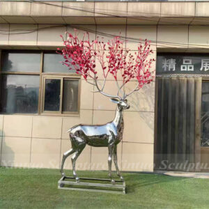 Modern Stainless Steel Deer Sculpture