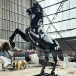 Black Bronze Rearing Horse Statue