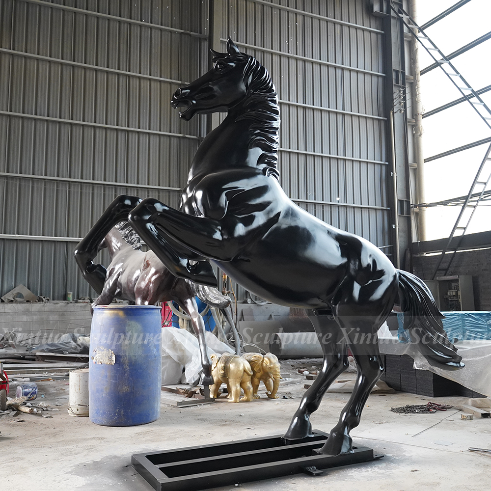 Black Bronze Rearing Horse Statue 4 Black Bronze Rearing Horse Statue