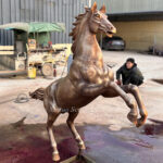 Large Bronze Rearing Horse Statue
