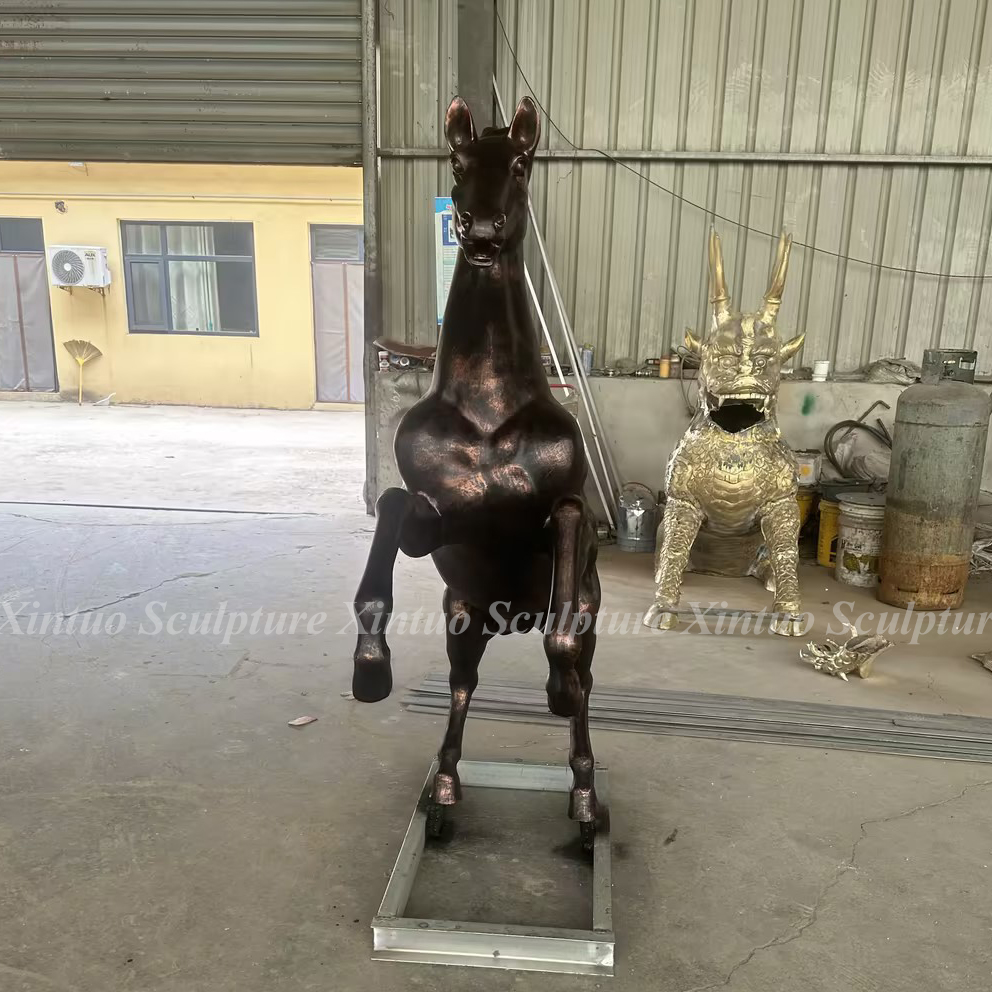 Large Bronze Rearing Horse Statue 3 Large Bronze Rearing Horse Statue