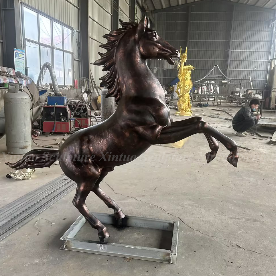 Large Bronze Rearing Horse Statue 4 Large Bronze Rearing Horse Statue