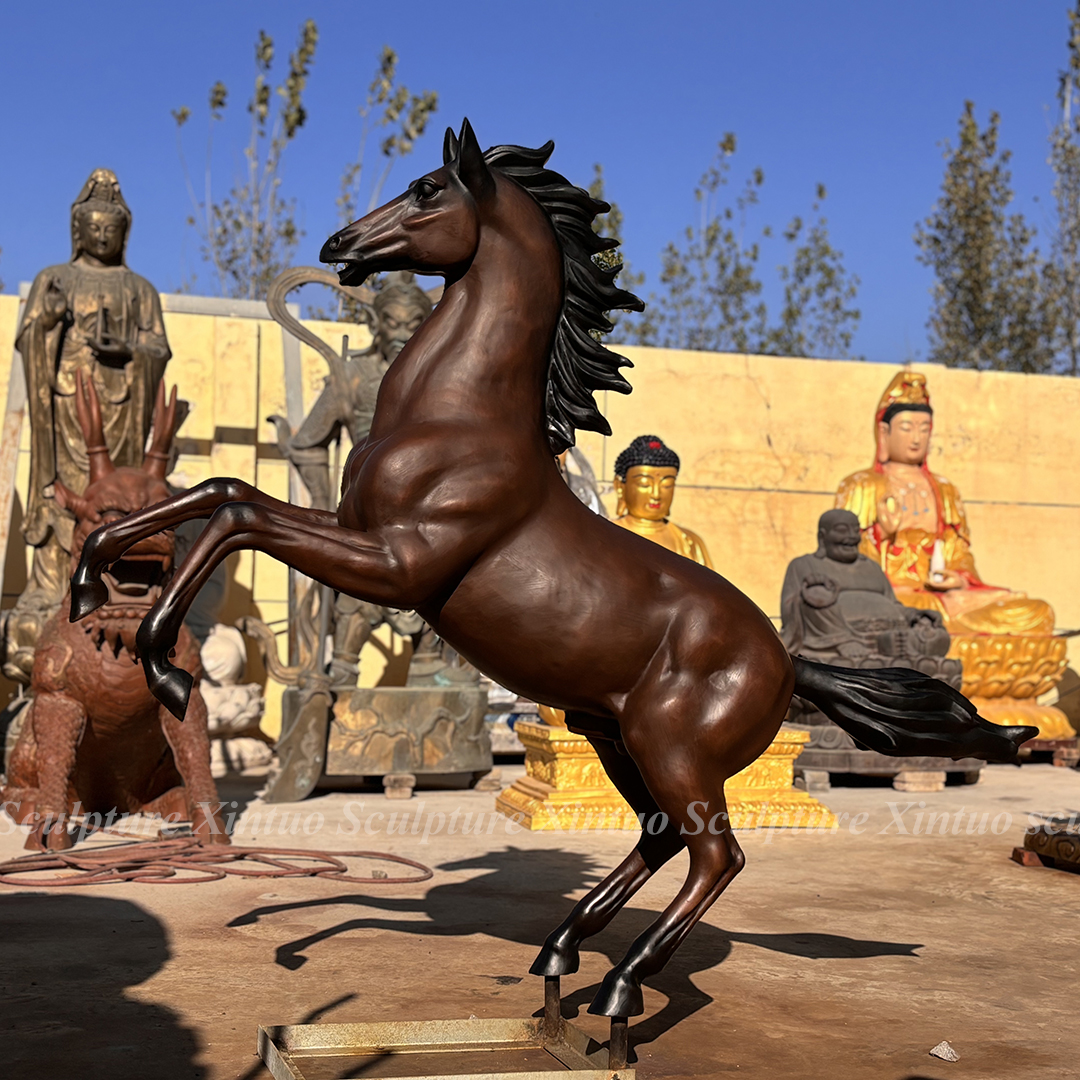 Large Bronze Rearing Horse Statue