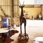 bronze deer statue outdoor