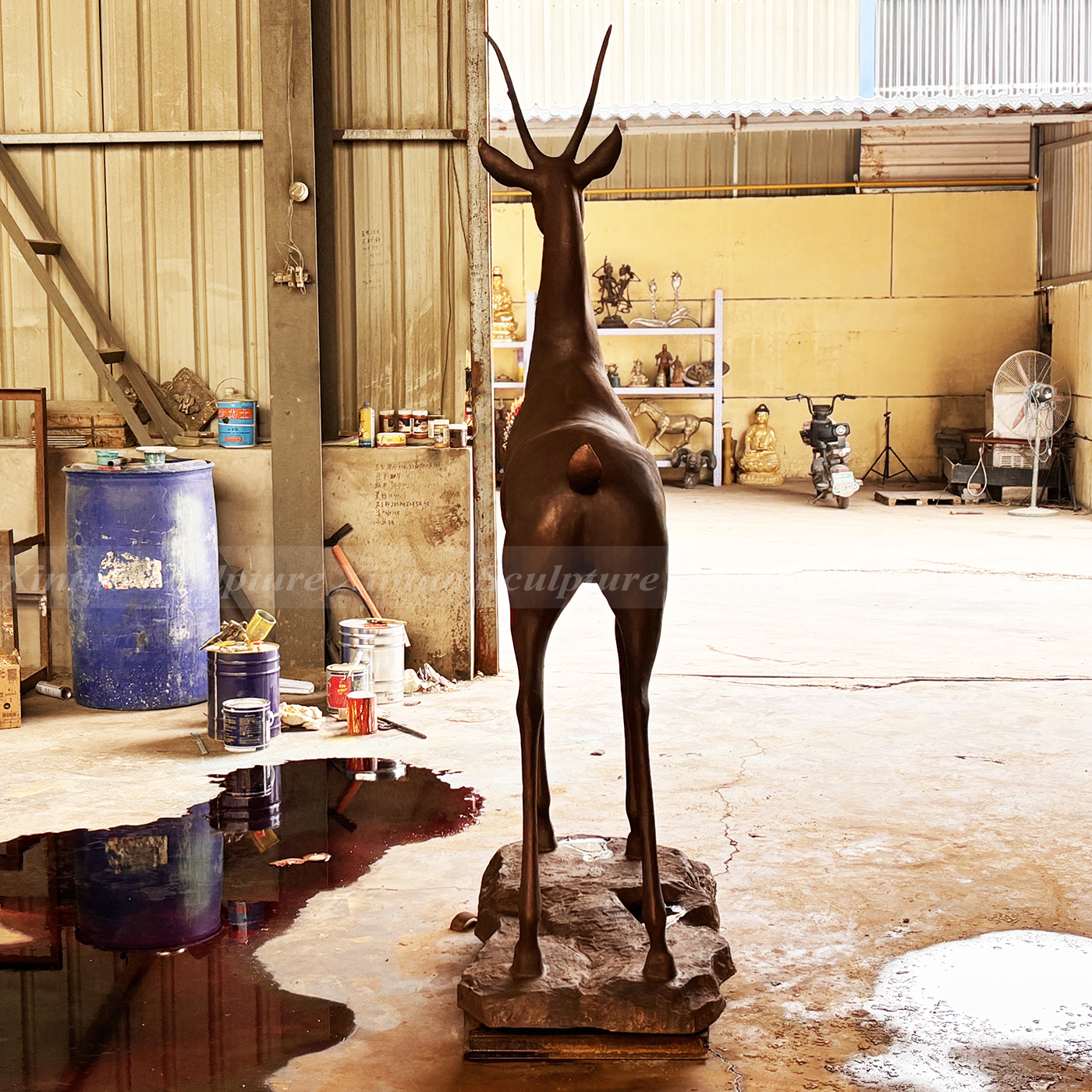 bronze deer statue outdoor