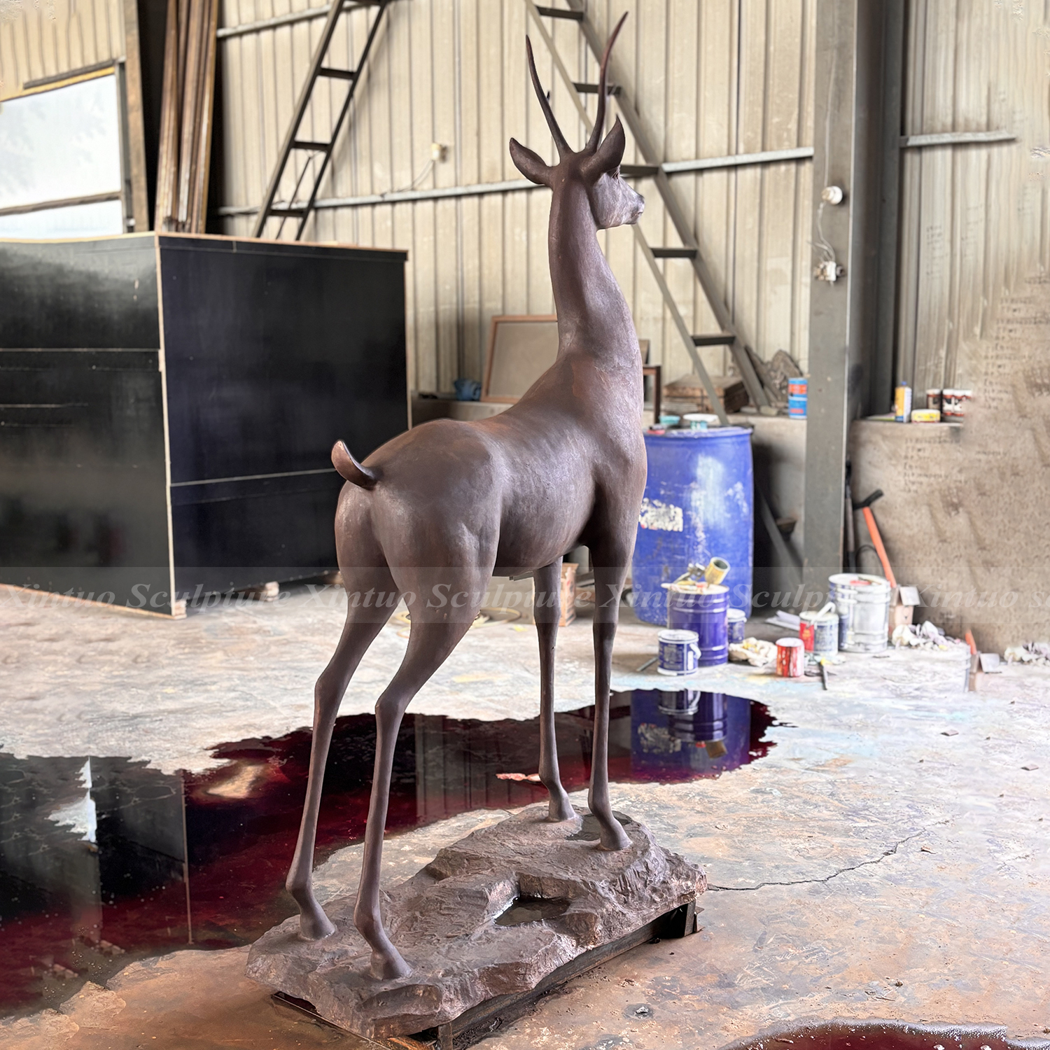 bronze deer statue outdoor