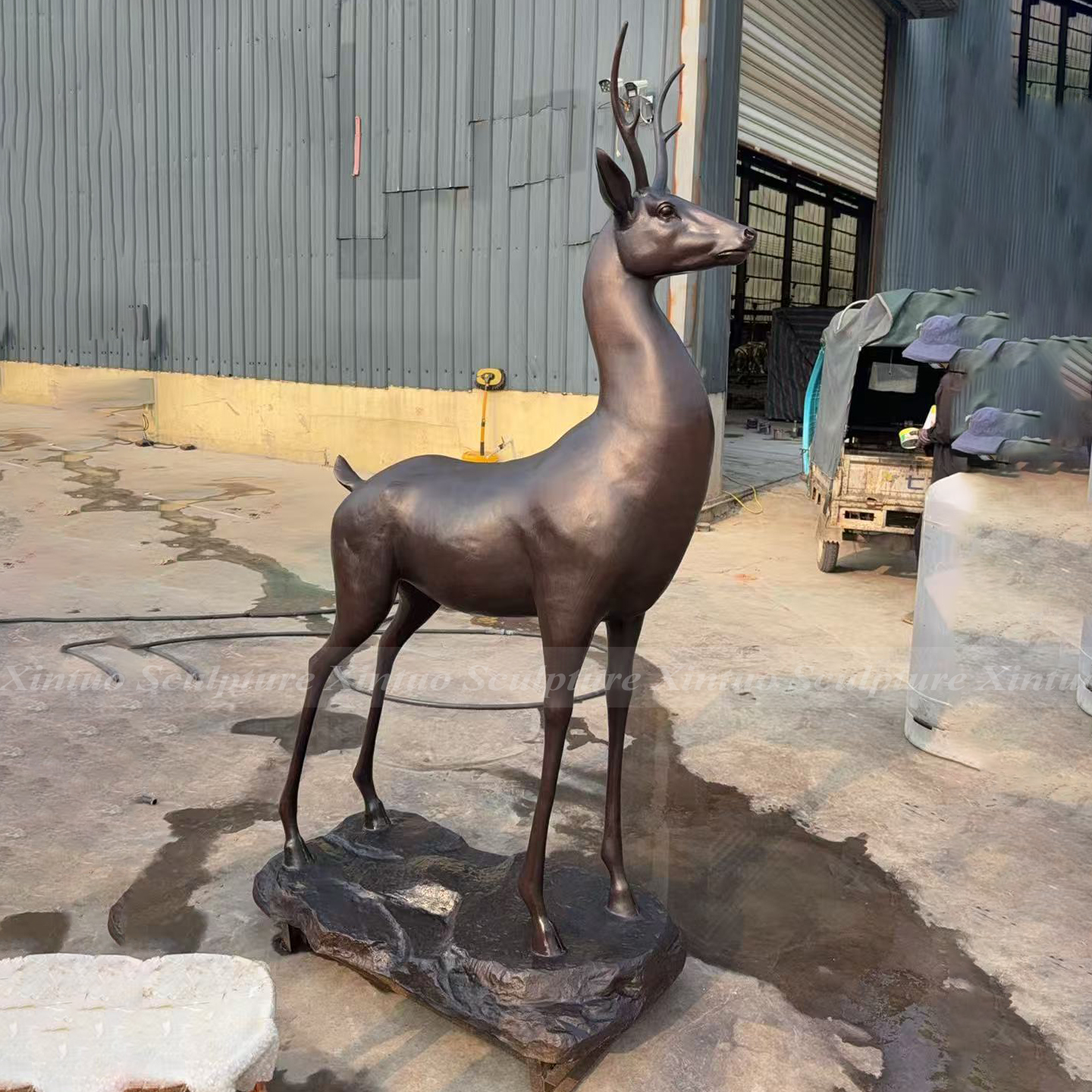 bronze deer statue outdoor