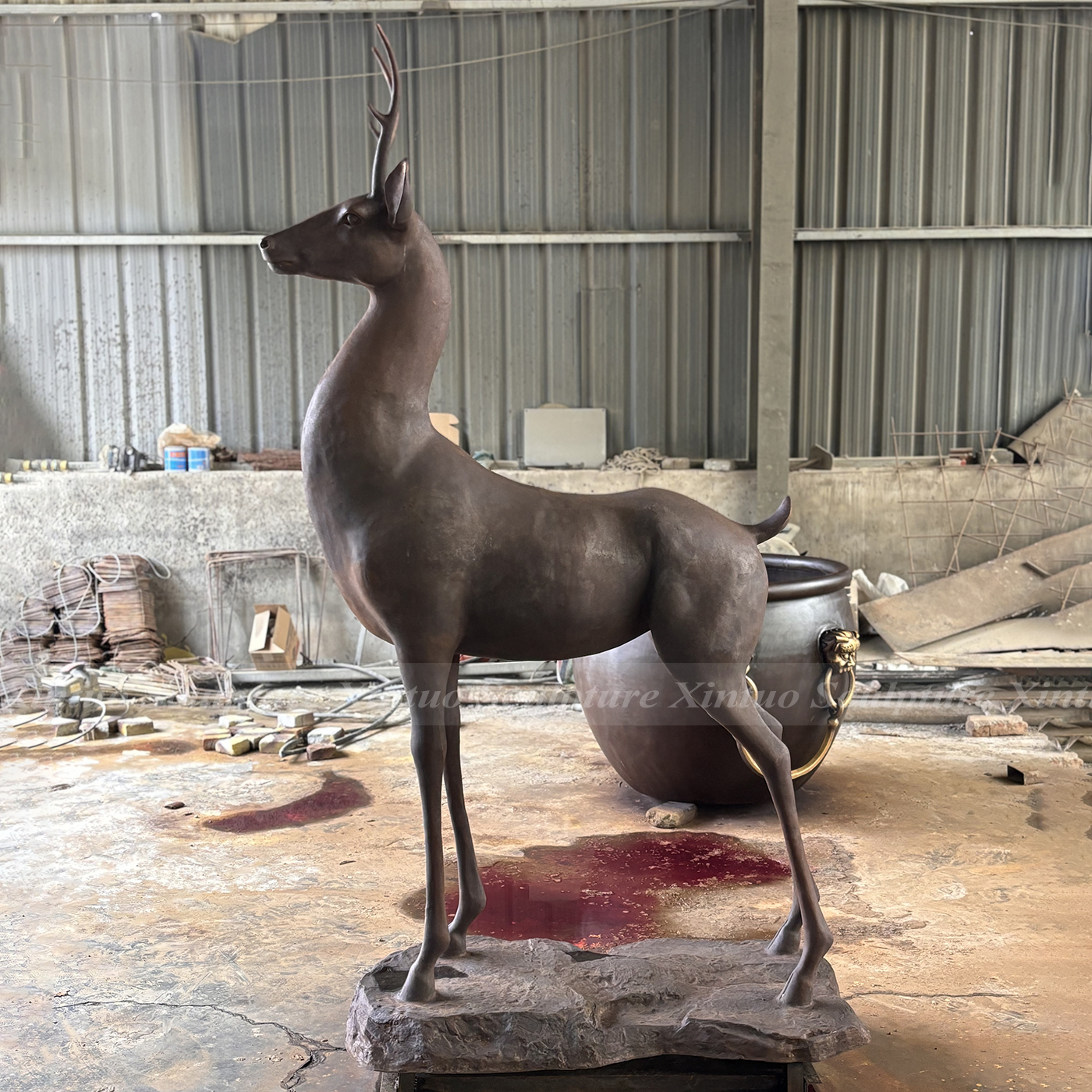 bronze deer statue outdoor