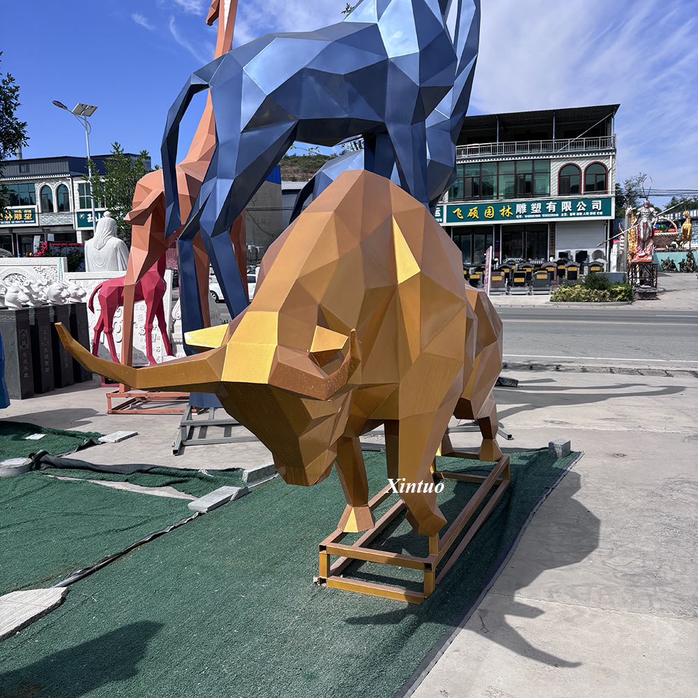 Geometric Bull Sculpture