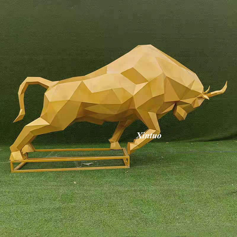 Geometric Bull Sculpture