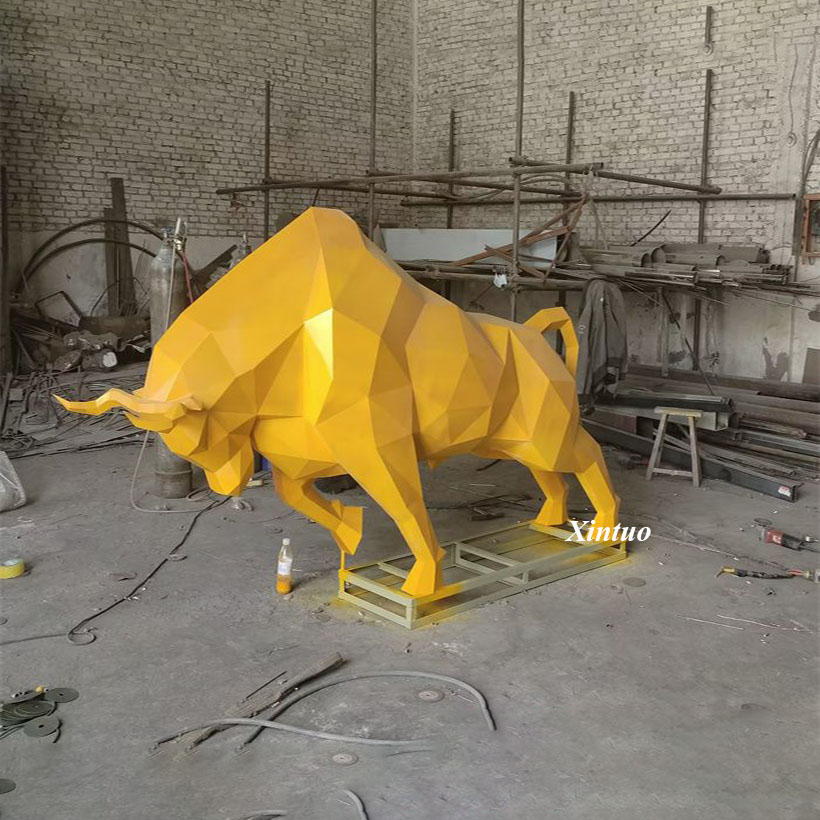 Geometric Bull Sculpture