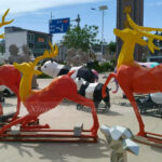 Modern Stainless Steel Deer Sculpture
