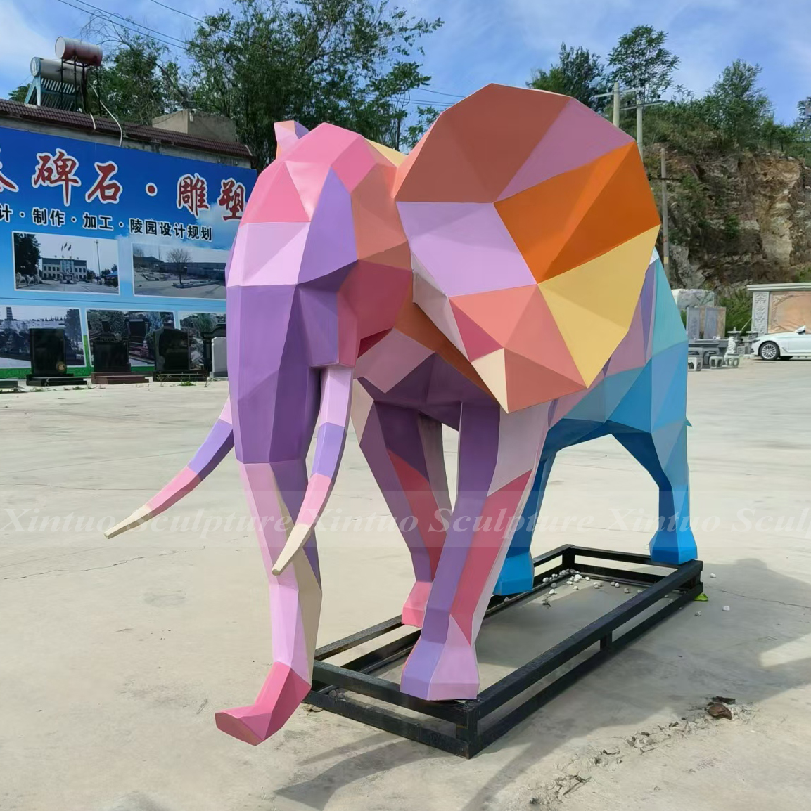 geometric elephant statue