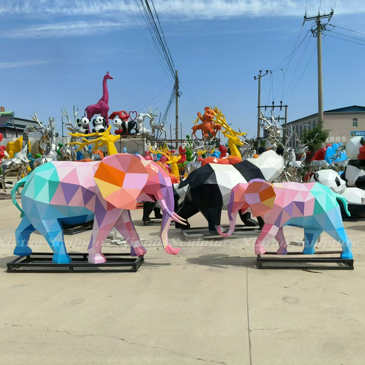 geometric elephant statue