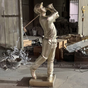 bronze golfer statue