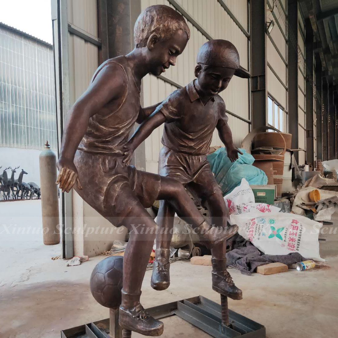 Children Playing Soccer Statue Children Playing Soccer Statue