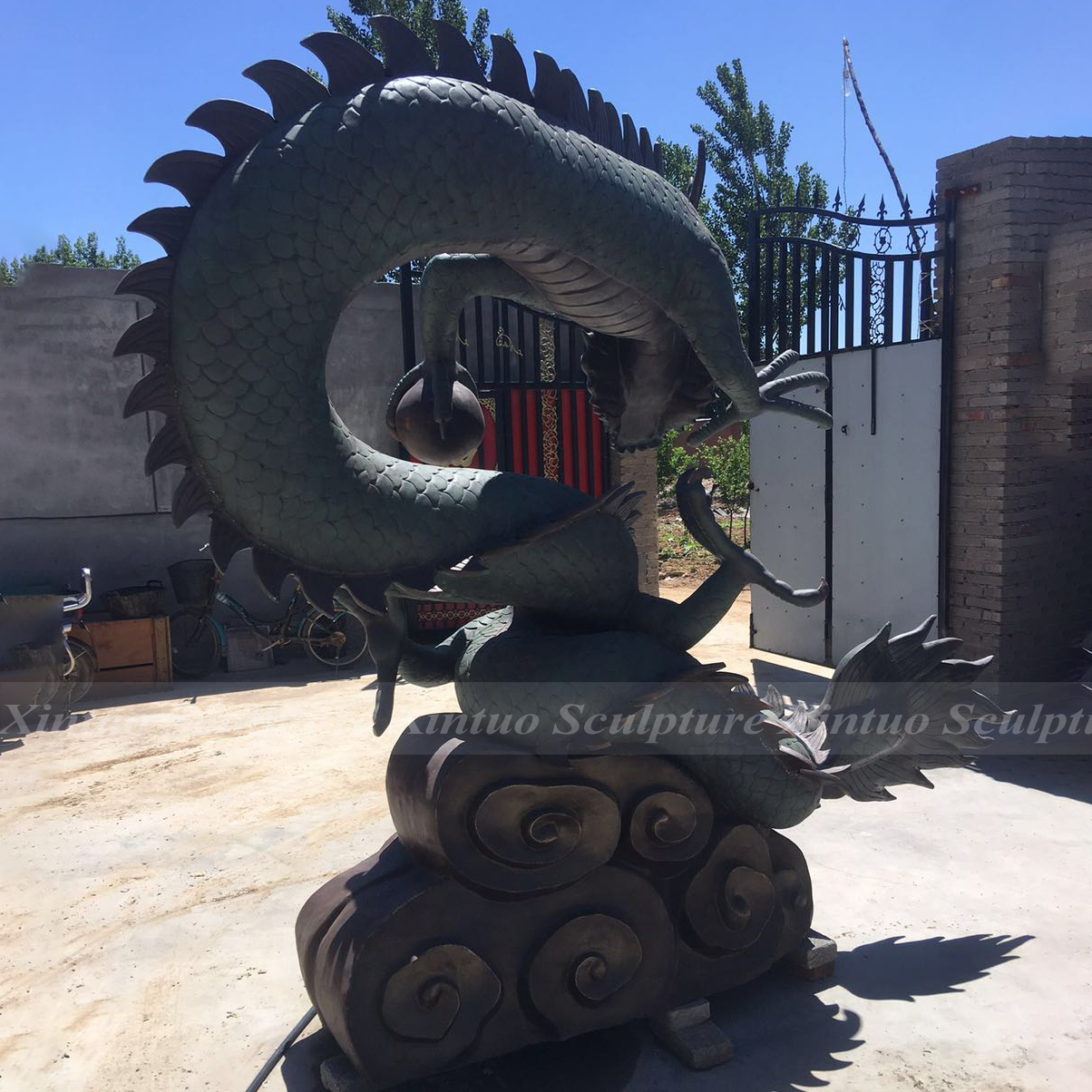 Large Bronze Dragon Statue