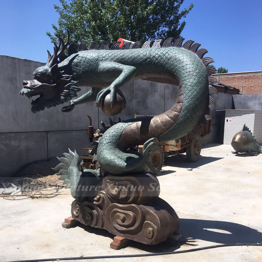 Large Bronze Dragon Statue