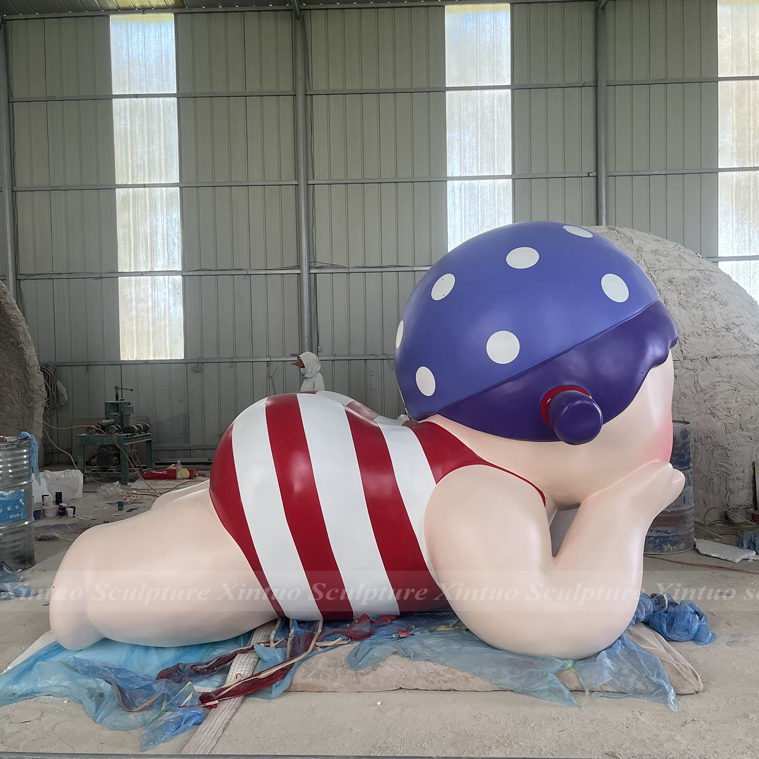 swimming girl sculpture