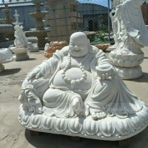 White Marble Laughing Buddha Statue