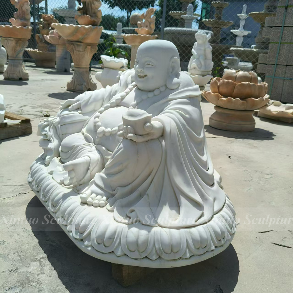 White Marble Laughing Buddha Statue