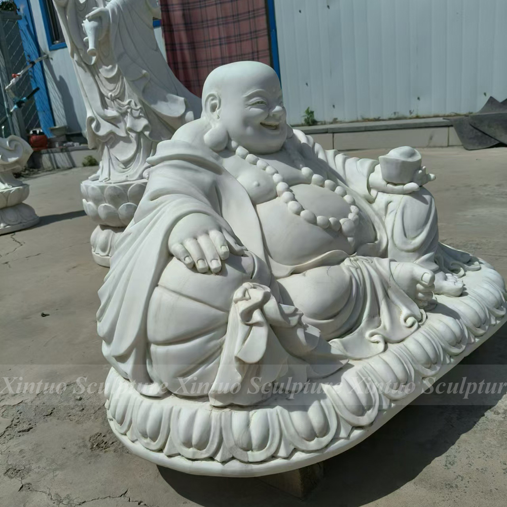 White Marble Laughing Buddha Statue