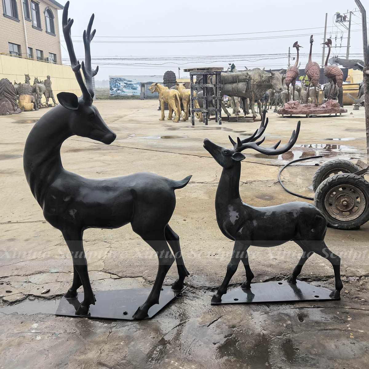 Bronze Deer Garden Statue