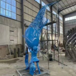 Stainless Steel Girl and Whale Sculpture