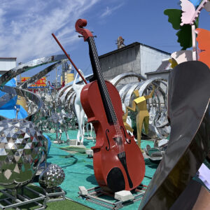 Large Guitar Garden Statue