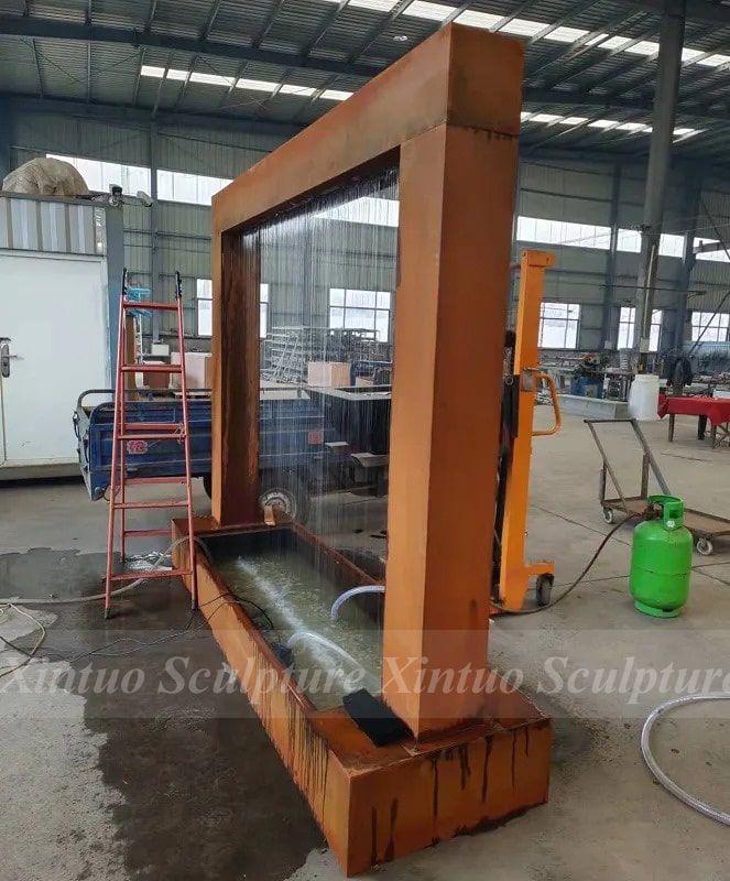 Corten Steel Rain Curtain Water Feature (4) Corten Steel Rain Curtain Water Feature